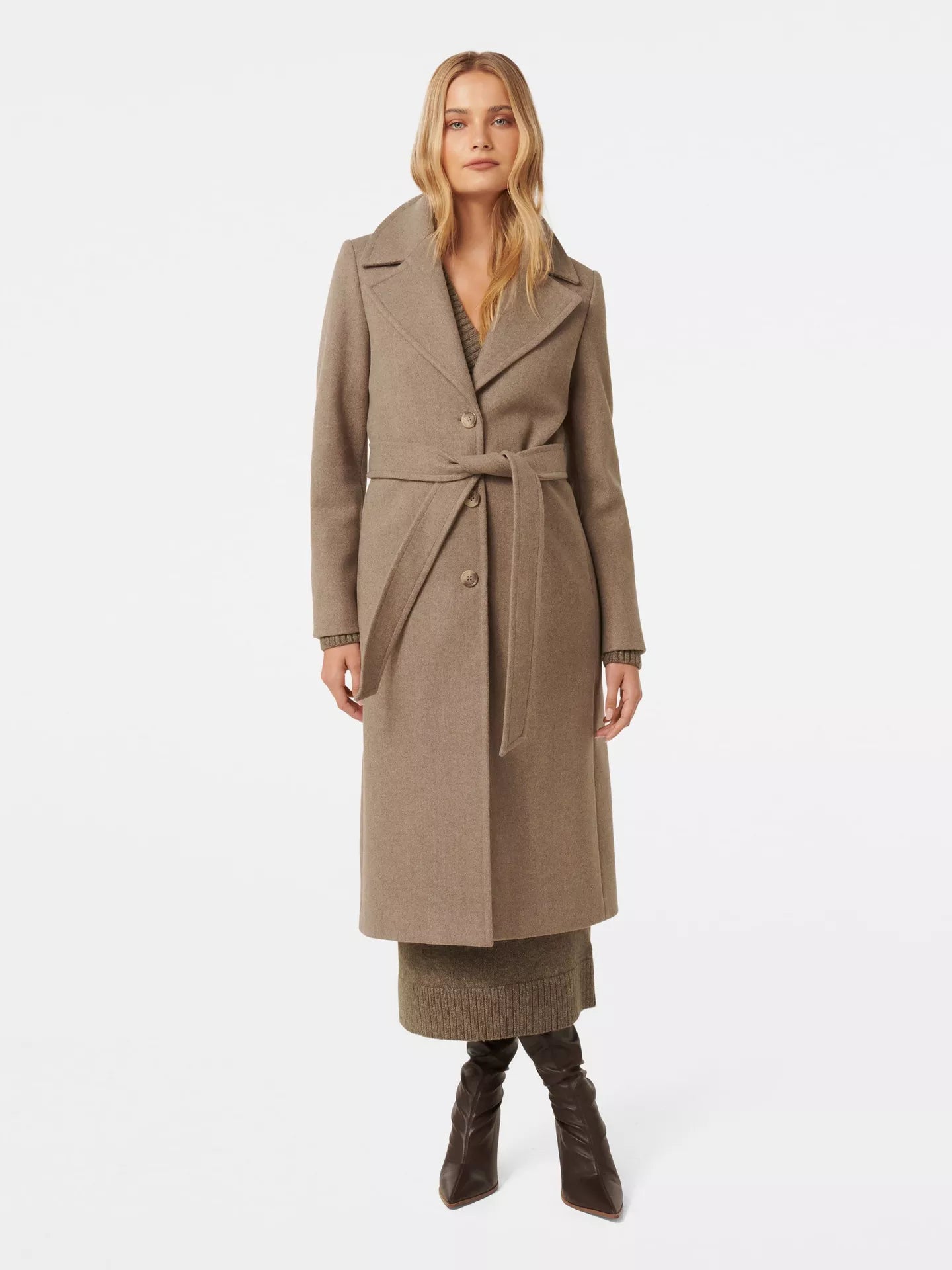 Forever New Rowan Wrap Coat, Maple Marle, size 6
