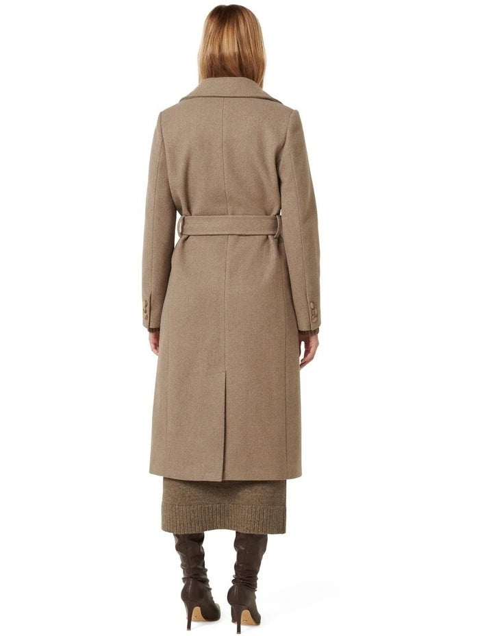 Forever New Rowan Wrap Coat, Maple Marle, size 6