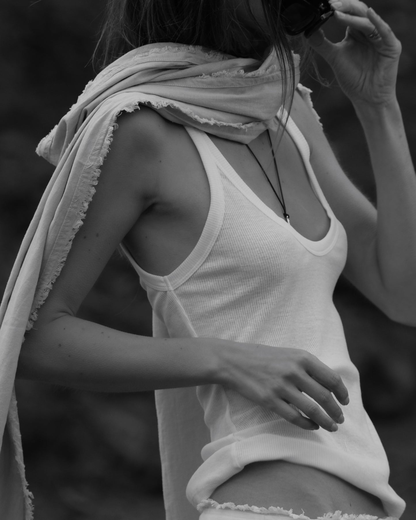 Glassons x Molly King Beige frayed scarf