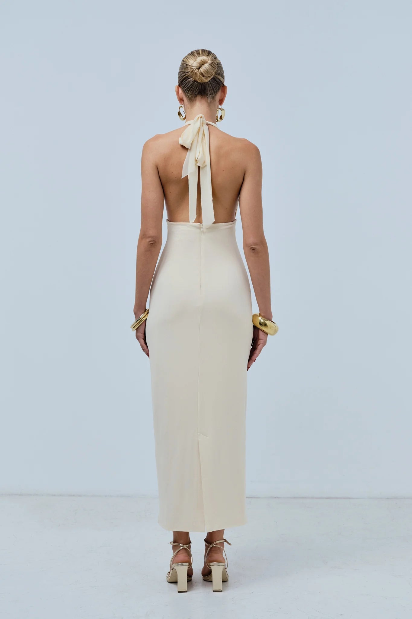 Girls Only Halter Midi Dress - Cream, size 6