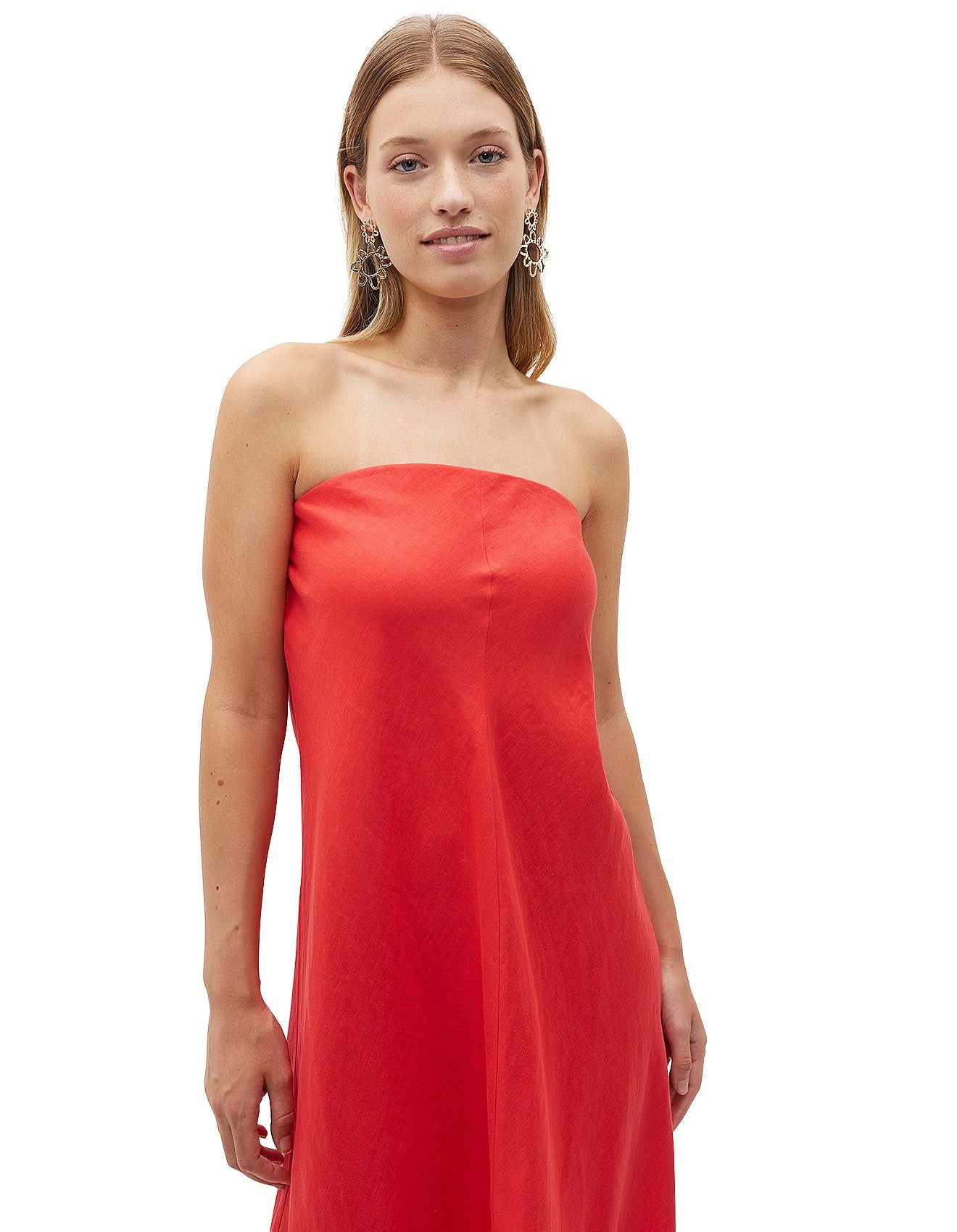 SEED CORE LINEN STRAPLESS MAXI DRESS, size 6