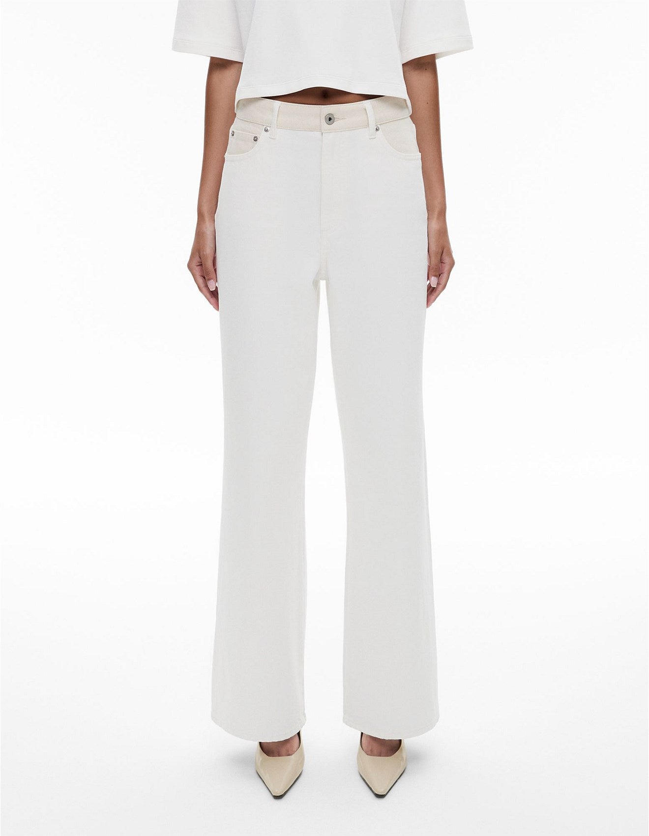 Witchery two tone jeans - White/Cream, size 6