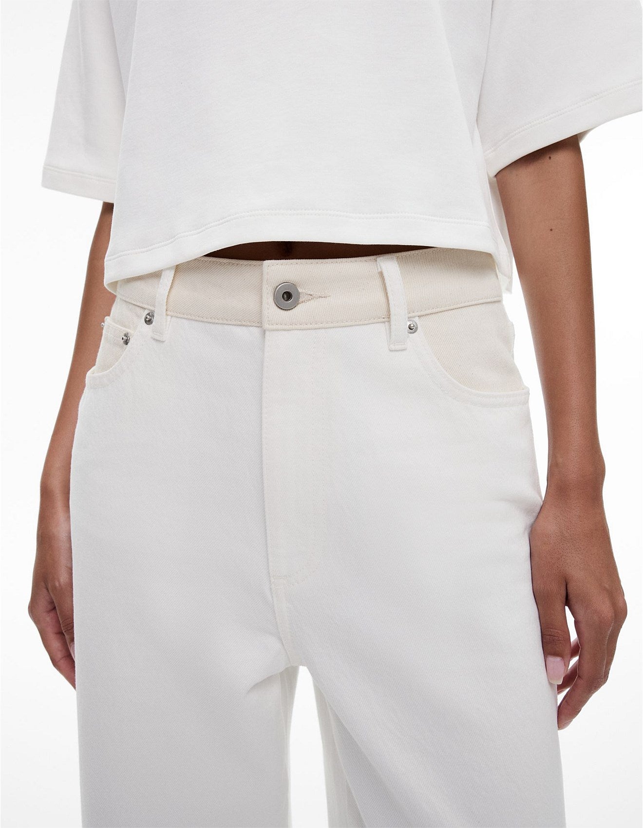 Witchery two tone jeans - White/Cream, size 6