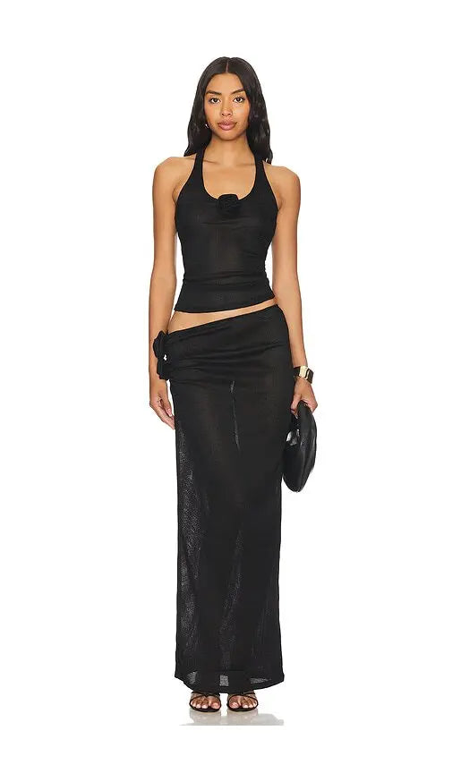 lioness soul mate maxi skirt - black, size 6
