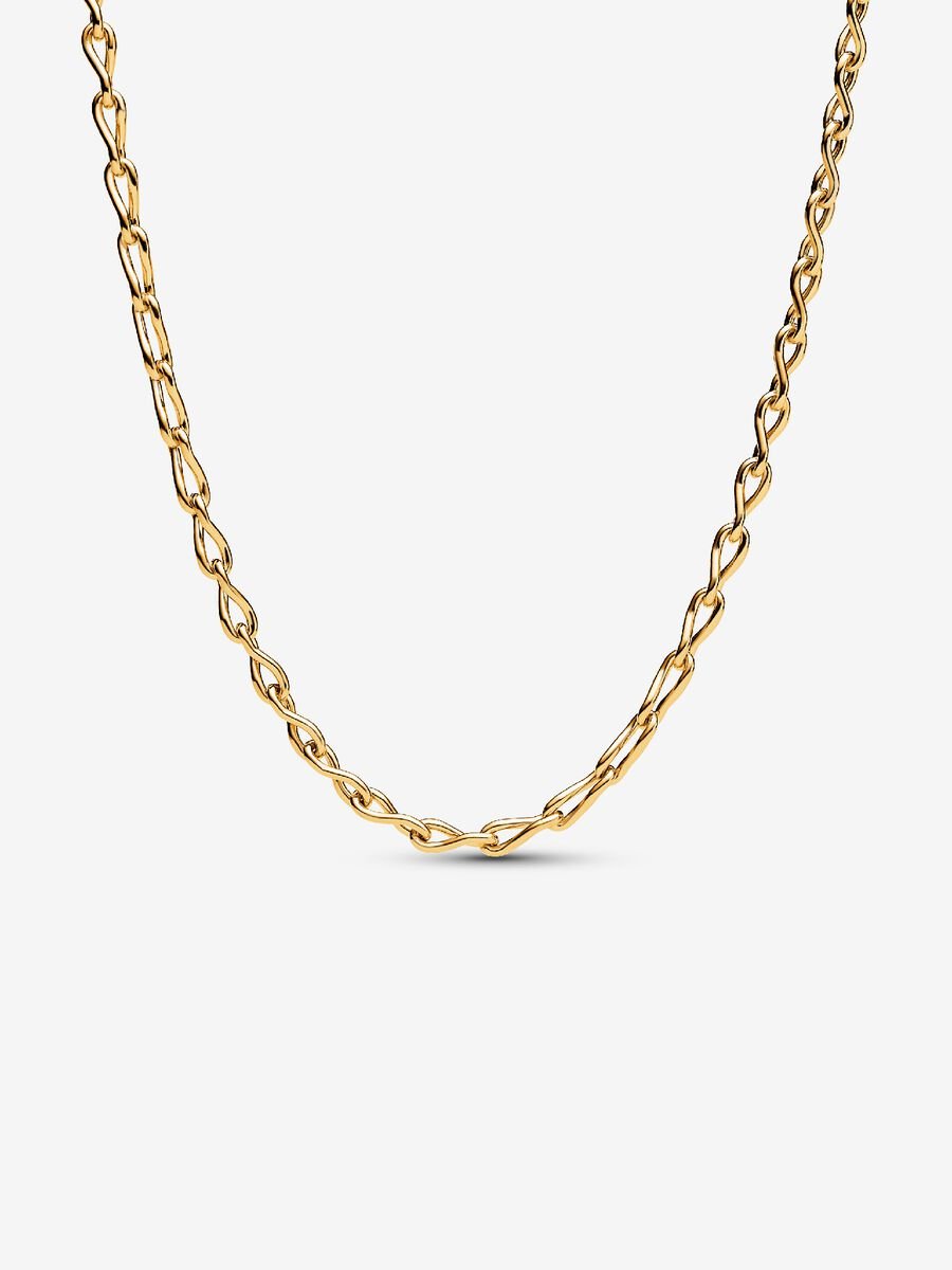 Pandora Infinity Chain Necklace, gold (selling with Blue engravable mini medallion charm)
