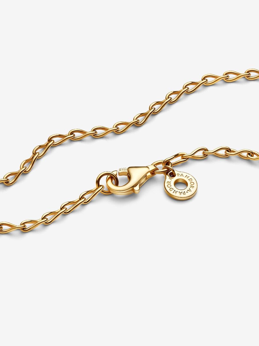 Pandora Infinity Chain Necklace, gold (selling with Blue engravable mini medallion charm)