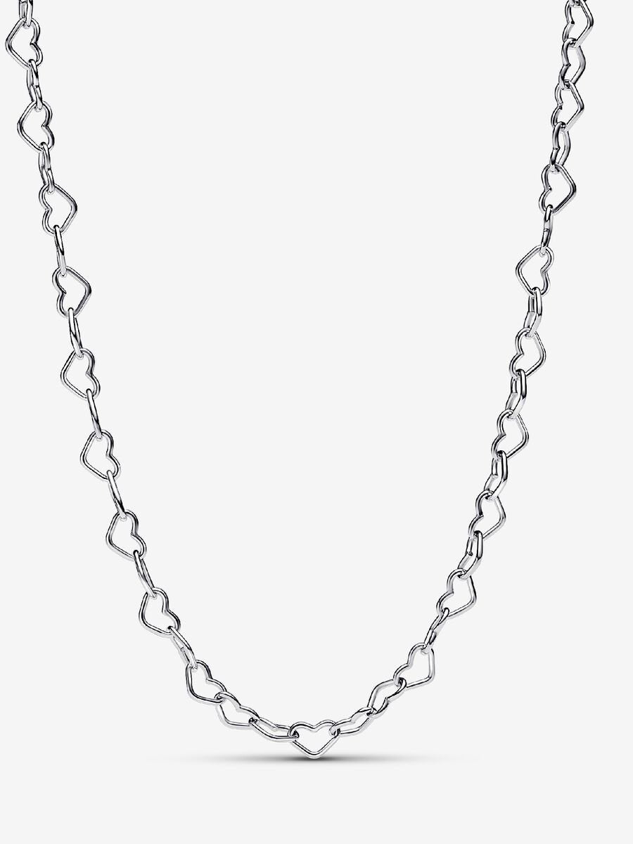 Pandora Linked Hearts Collier Necklace, silver (selling with 5 charms)