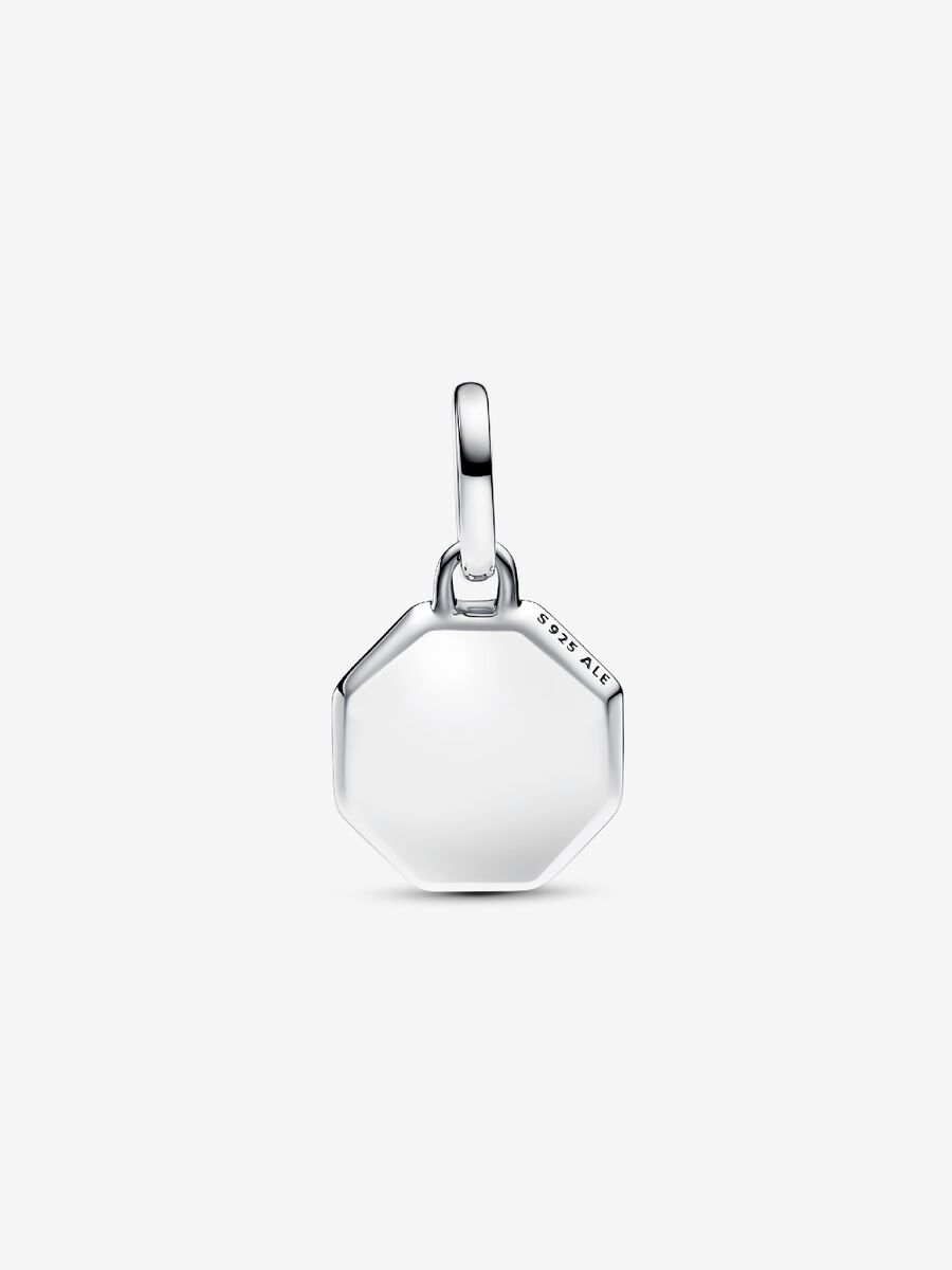 Pandora Curb Chain Necklace, silver (selling with Turquoise-coloured Engravable Mini Medallion Charm)
