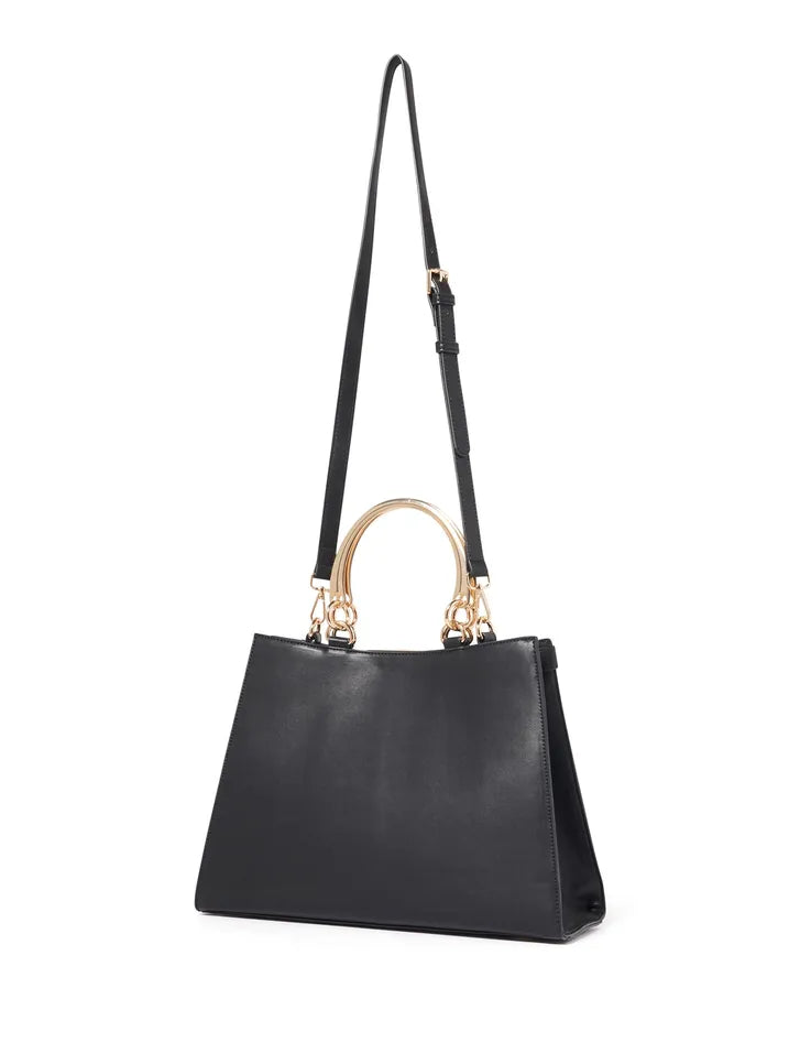 Forever New Maddy Metal-Handle Tote Bag, black