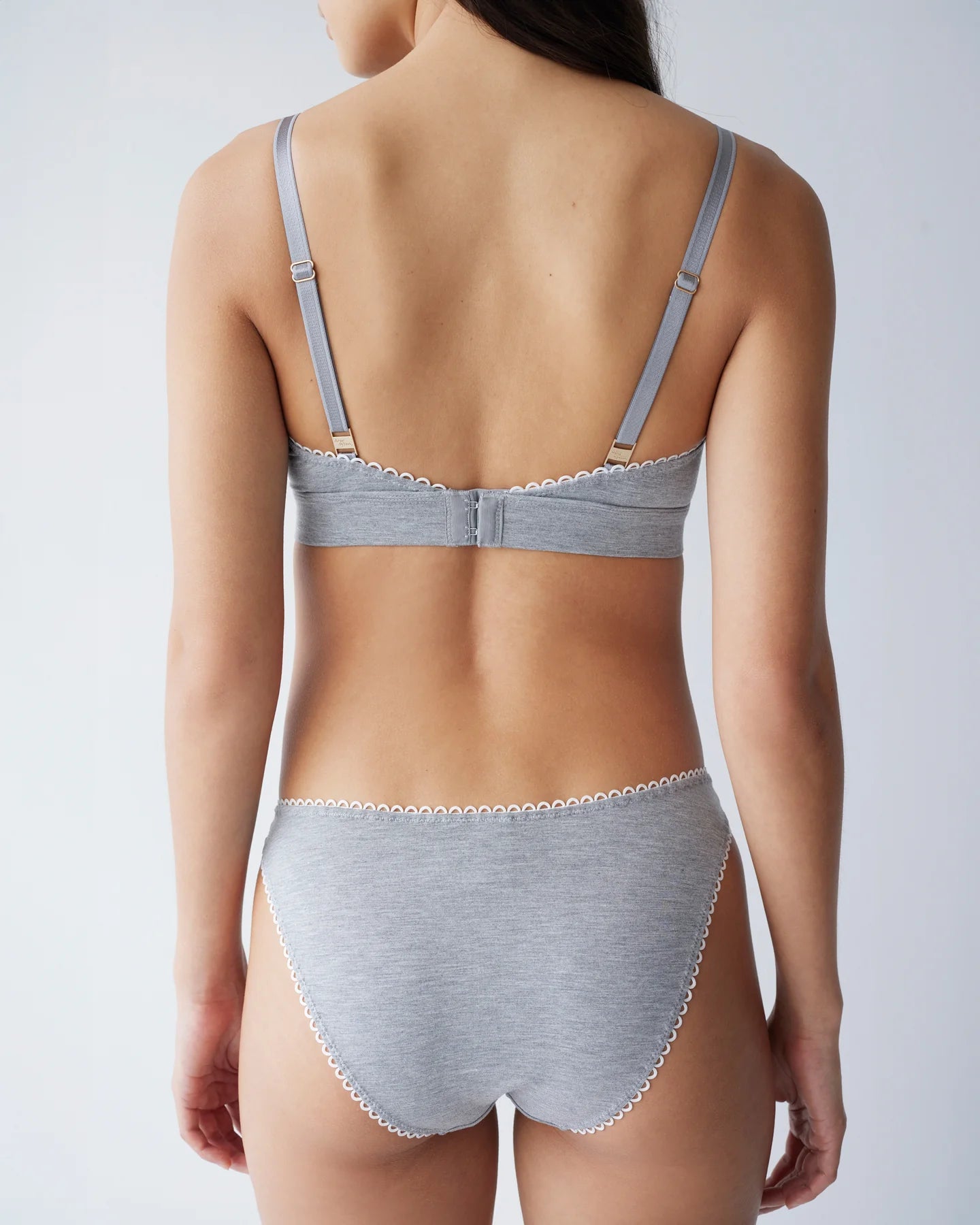Dear Dylan Eyelet Trim Bralette - Grey Marle, size XS