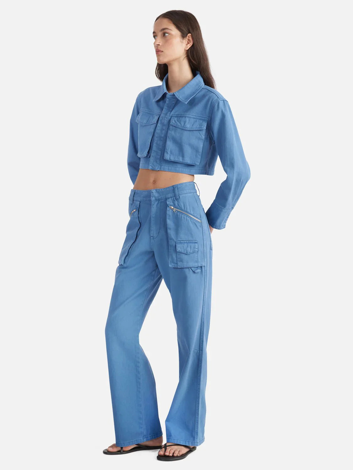 Ena Pelly Monica Denim Jacket and Pant Set, size 6
