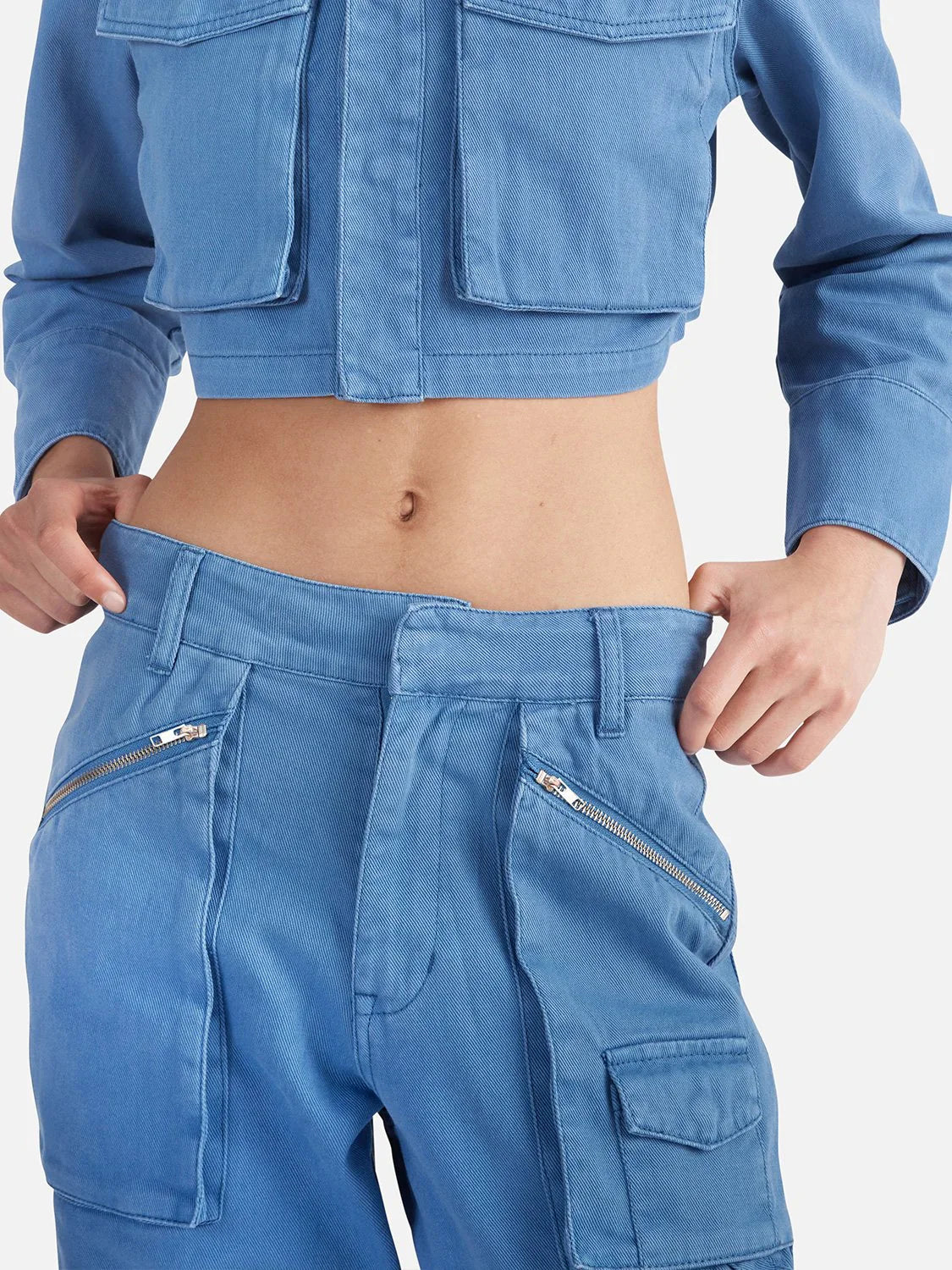 Ena Pelly Monica Denim Jacket and Pant Set, size 6