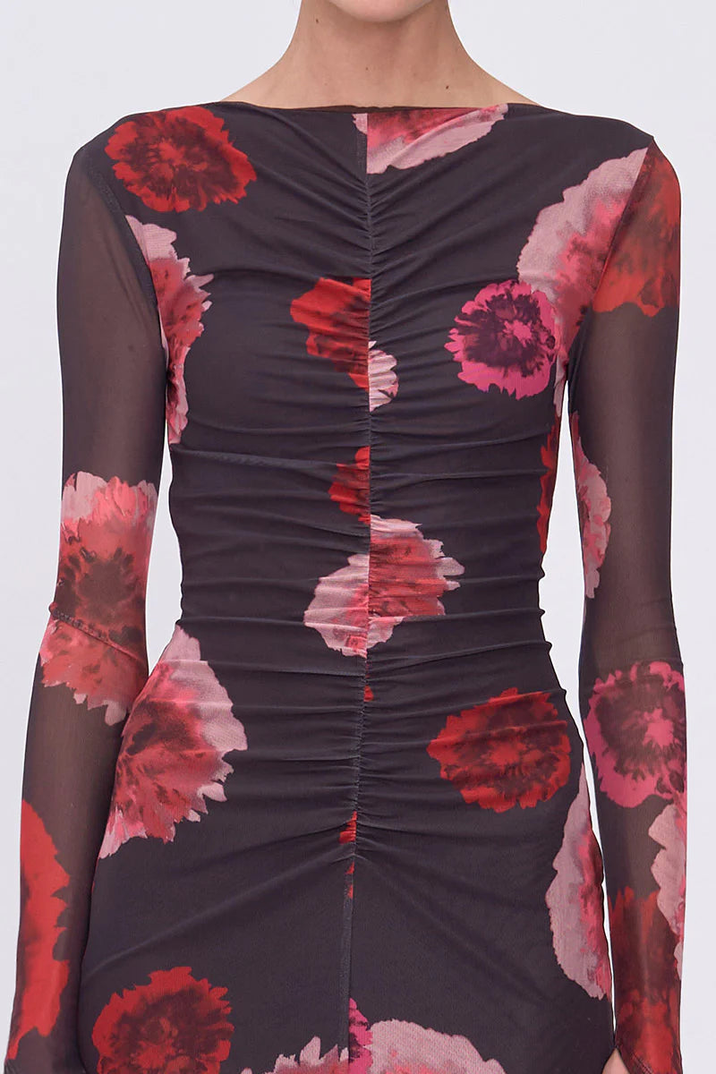 Suboo Frida Ruched Front Long Sleeve Maxi Dress, size XS