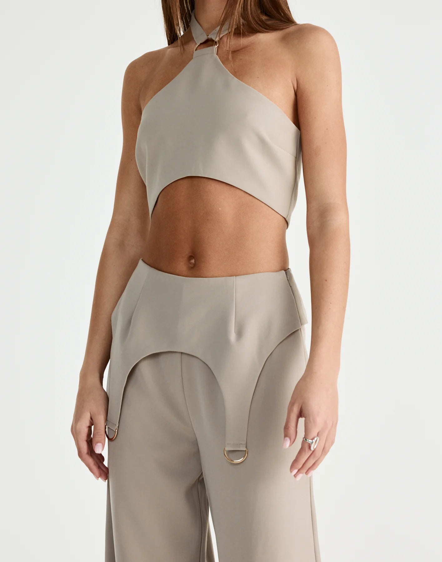 Charcoal Clothing Nebula Crop top, Long sleeve top and pant set (Pebble), size 6