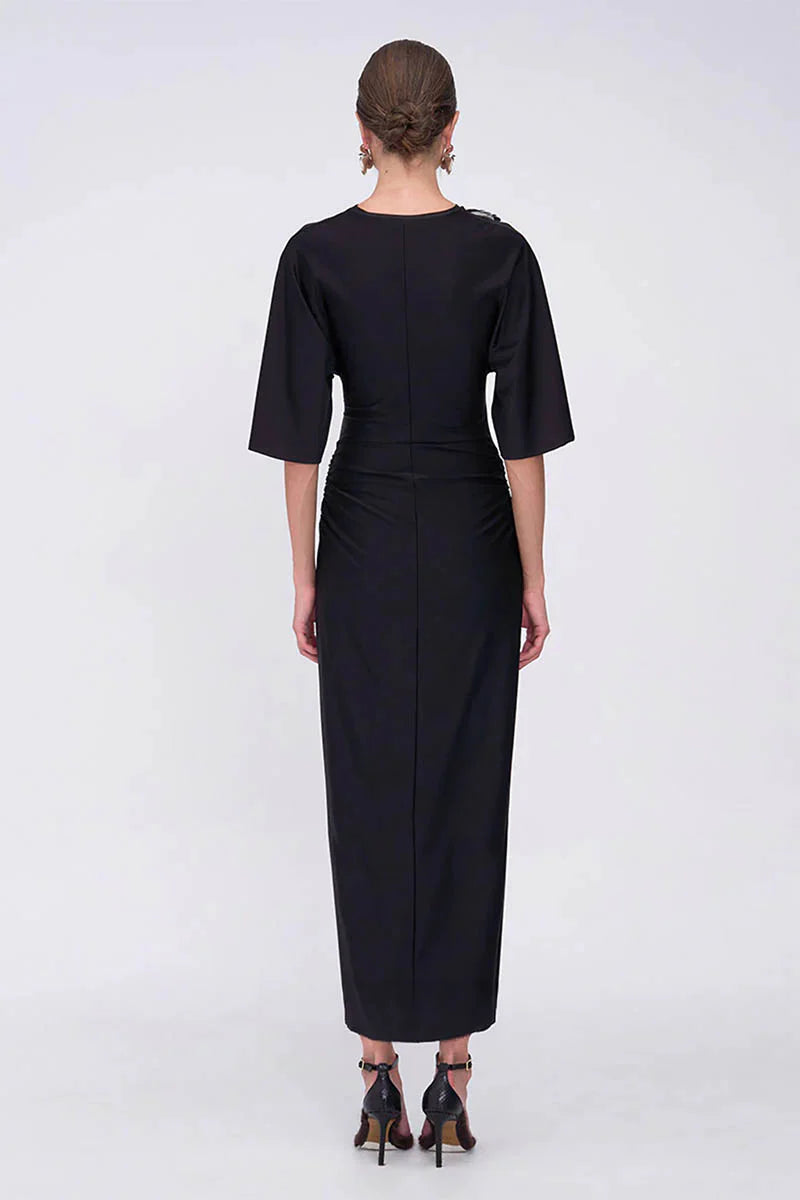 Suboo Black dress with sequin flowers, size XS