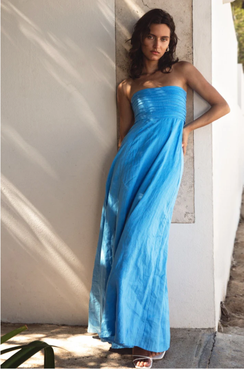LUSANA TALIA LINEN MIDI DRESS, Size XS