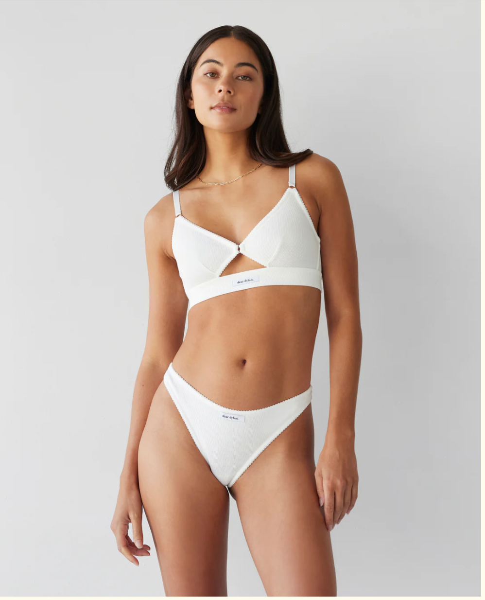 Dear Dylan Organic Cut-Out Bralette - Blanc, XS