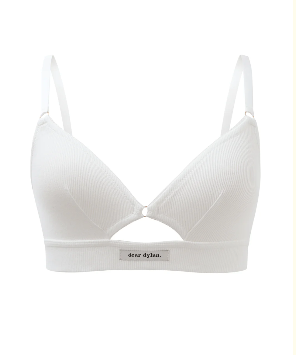 Dear Dylan Organic Cut-Out Bralette - Blanc, XS