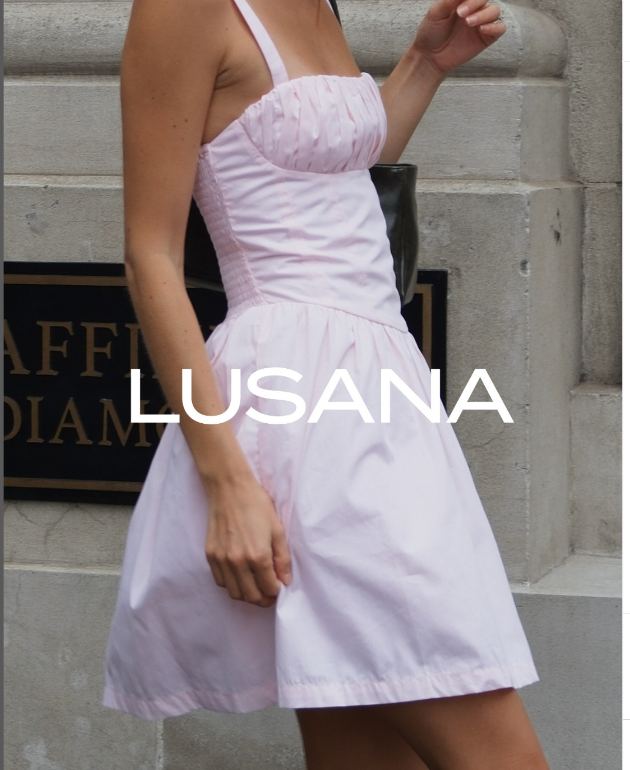 Lusana Jordin Poplin Mini Dress in Petal, size 8