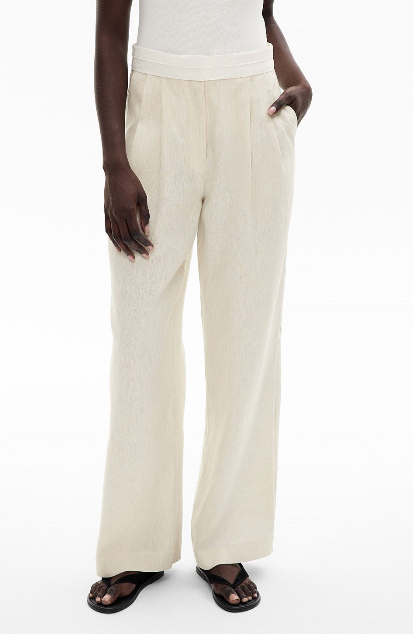 Witchery Waist Detail Linen Pant, size 6