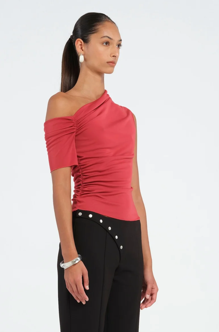 Benni Cleo One Shoulder Top - Raspberry, size 6