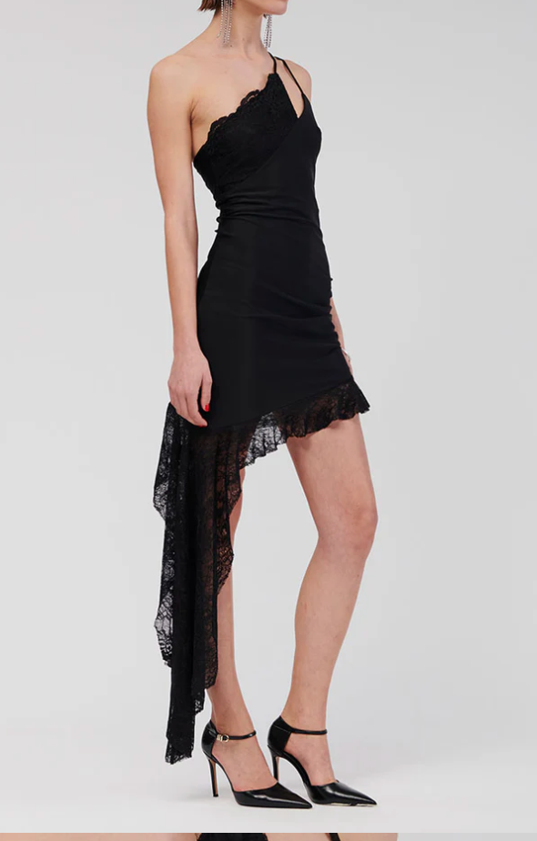 Suboo Cannes Lace Panel One Shoulder Mini Dress - size XS