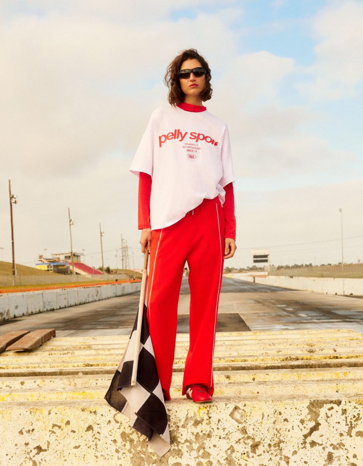 Ena Pelly Piper Stripe Pants - Flame Red, size 6
