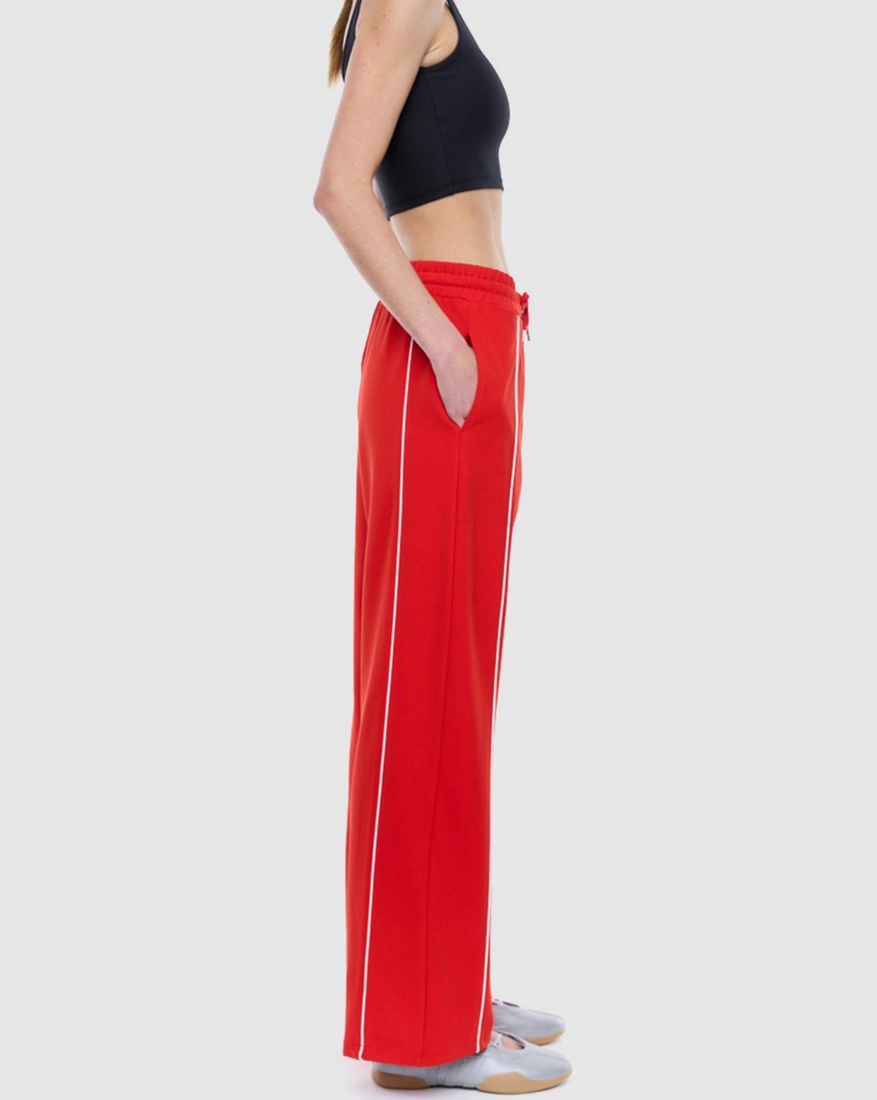 Ena Pelly Piper Stripe Pants - Flame Red, size 6