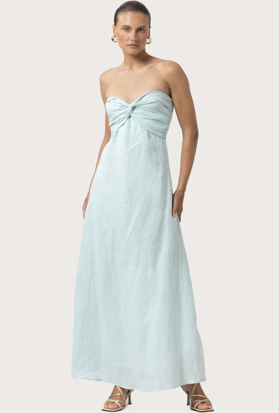 Lusana Melody Linen Maxi Dress in Shimmer, size S
