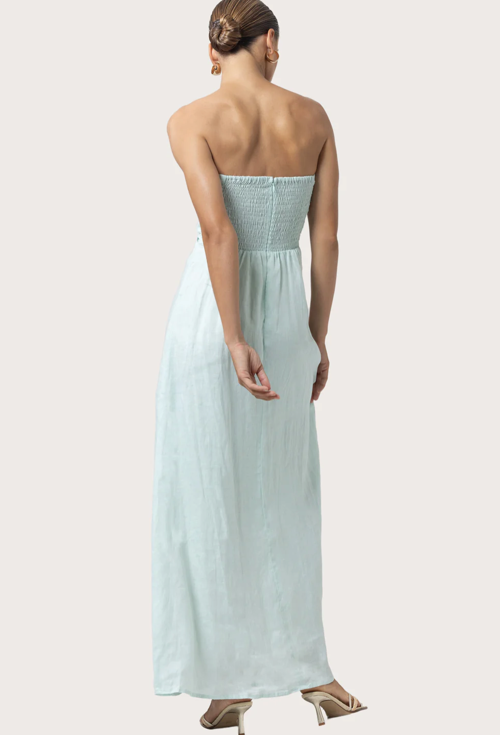 Lusana Melody Linen Maxi Dress in Shimmer, size S