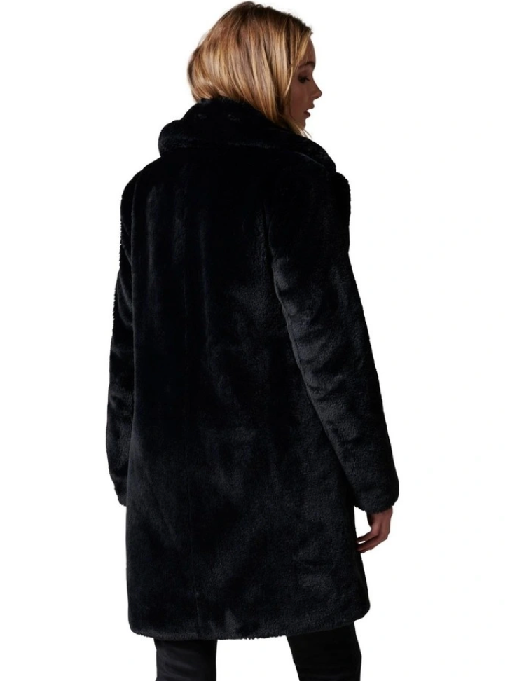 Forever New Alexis fur coat - Black, size 6