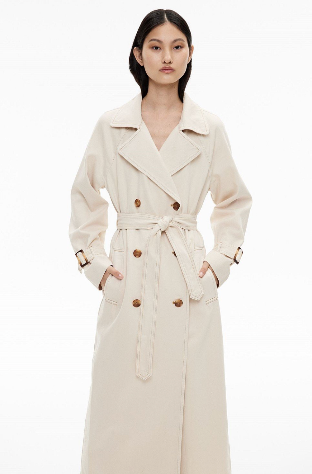 Witchery Bone Denim Trench Jacket, size 6