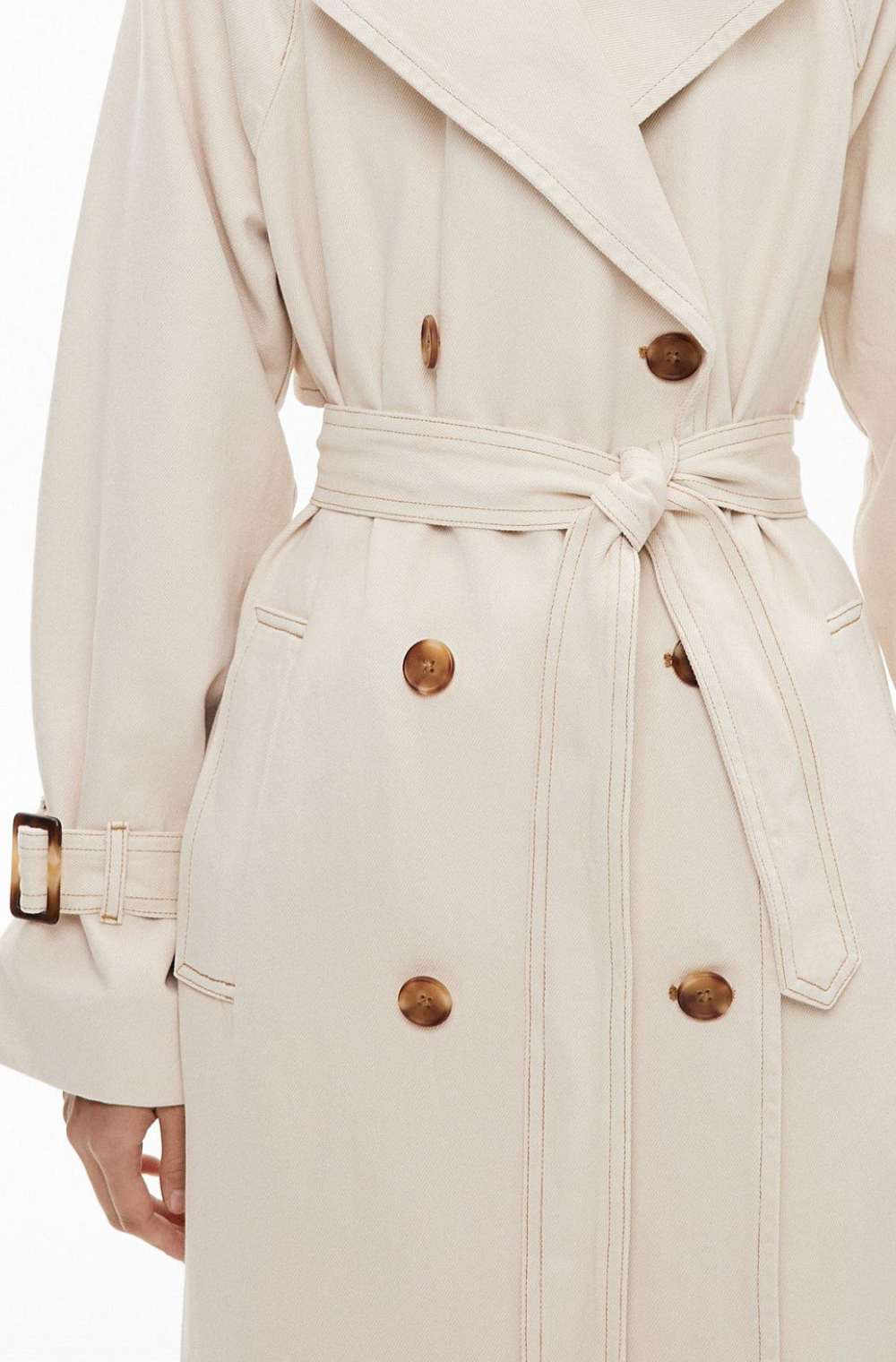 Witchery Bone Denim Trench Jacket, size 6