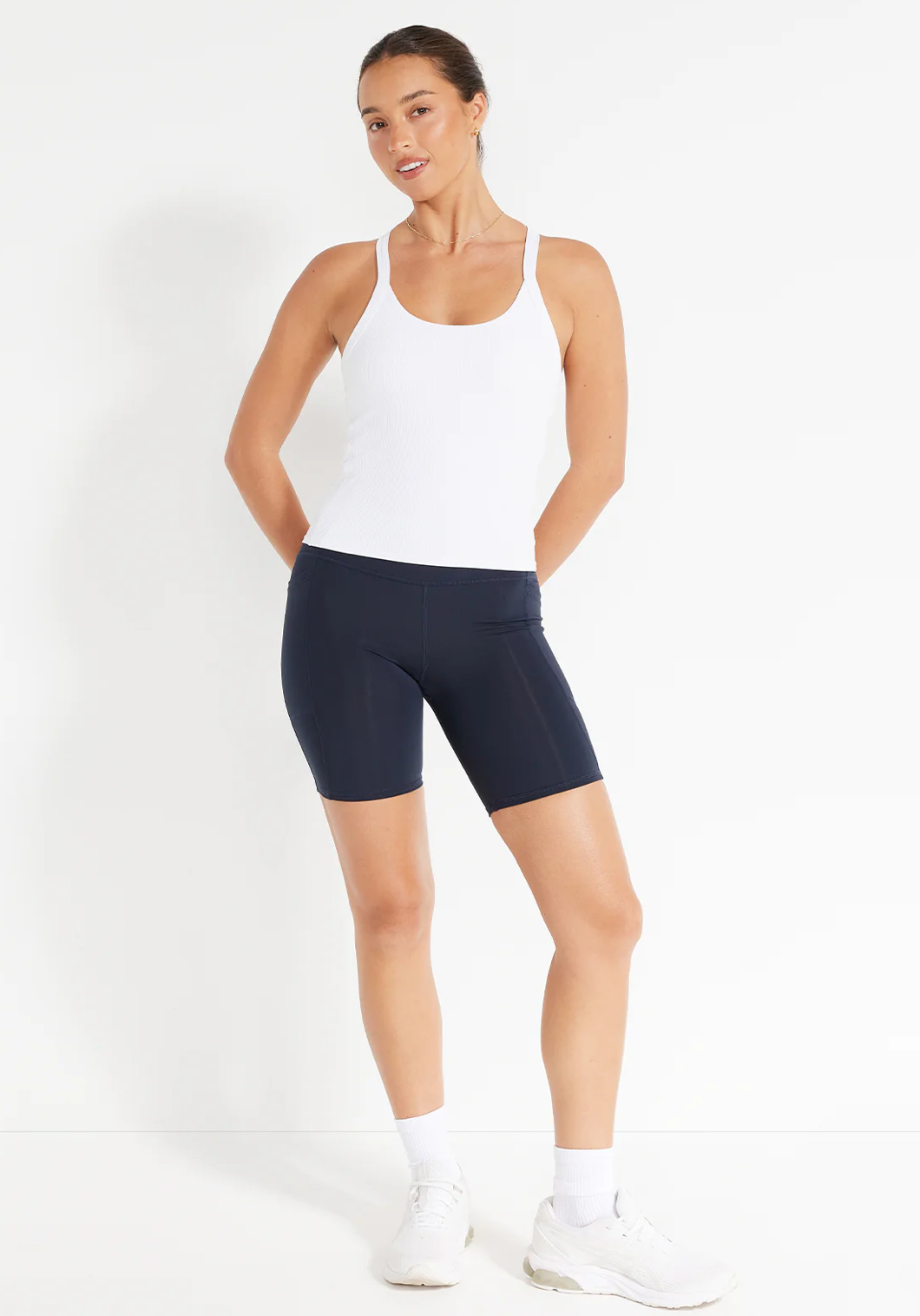 Nimble Ribbed Cardio 2-1 Tank - White, size XS
