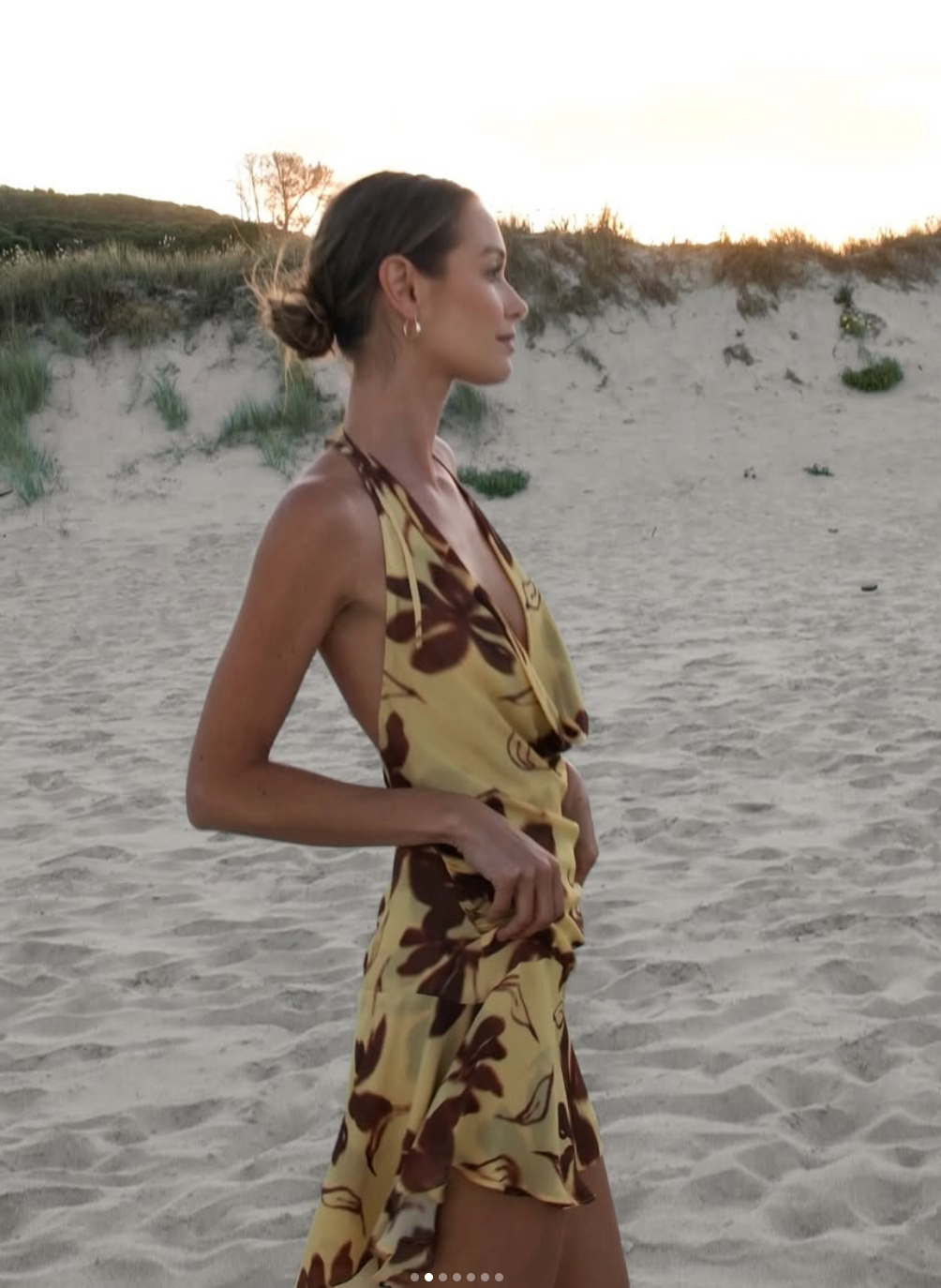 Benni Harlow Halter Dress yellow Floral