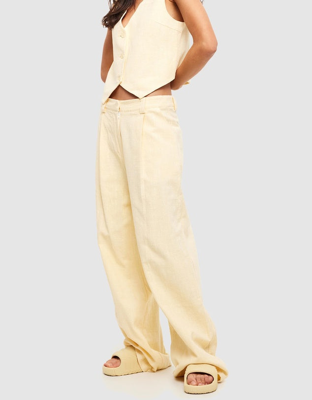 Lioness Yellow Linen Suit (blazer, pant and vest), size XS