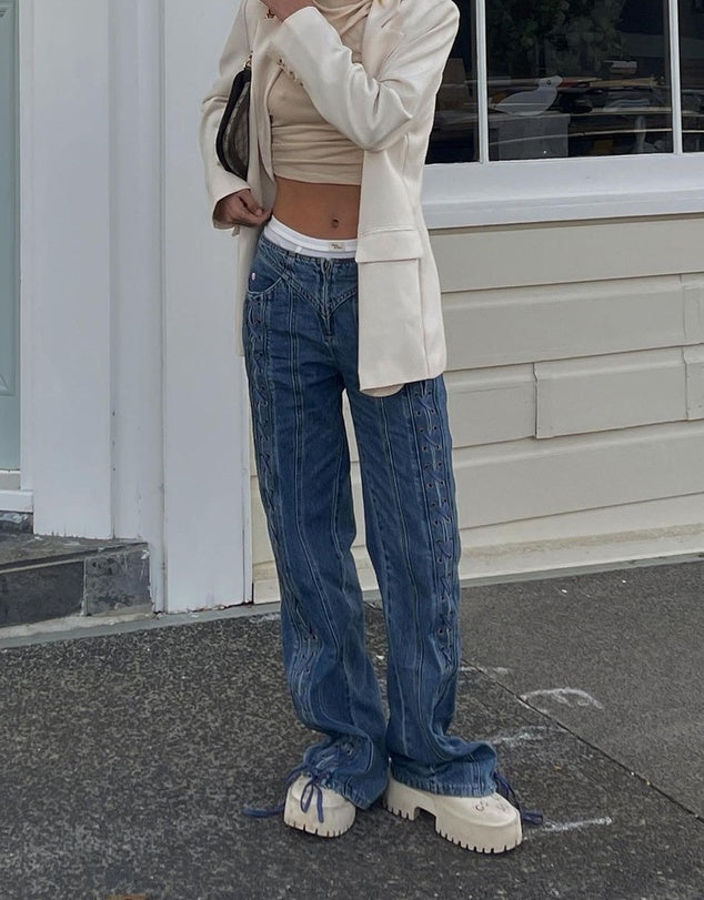 Lioness Day Dream Tie Up Jeans, Size 6