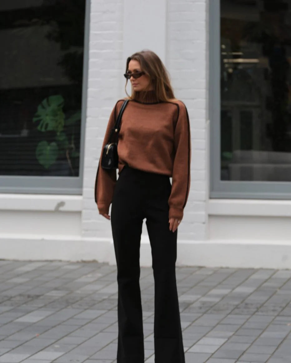 Esmaee Weekender Sweater - Nutmeg/Black, size XS