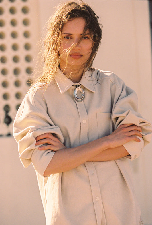 Elce Swim Billie canvas shirt - ecru, size XS/S