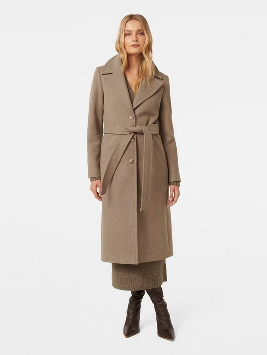 Forever New Rowan Wrap Coat, Maple Marle, size 6