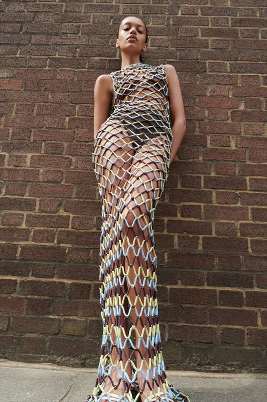 Paris Georgia - Glass Beaded Net Dress, size XXS