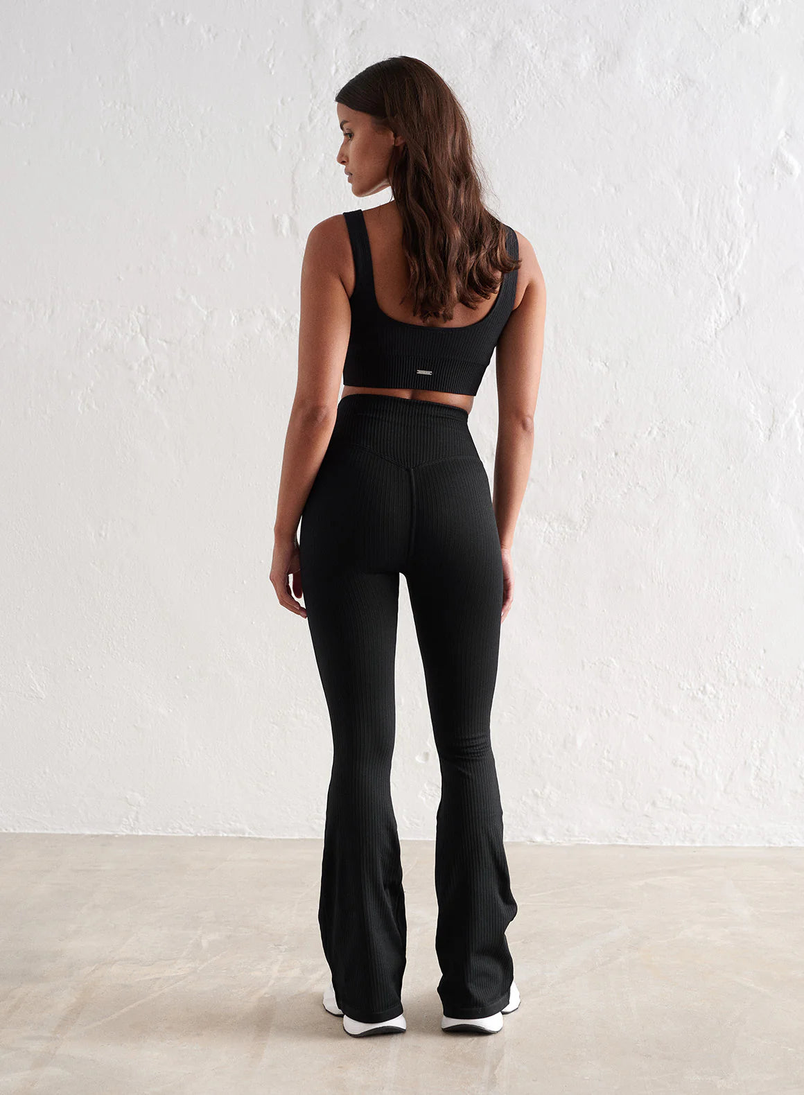 Aimn Black Ribbed Seamless Flare Tights, size XS (regular)