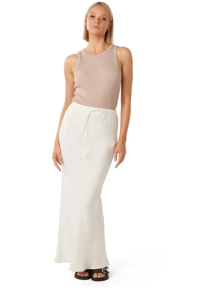 Forever New Millie Linen Maxi Skirt - White, size 6