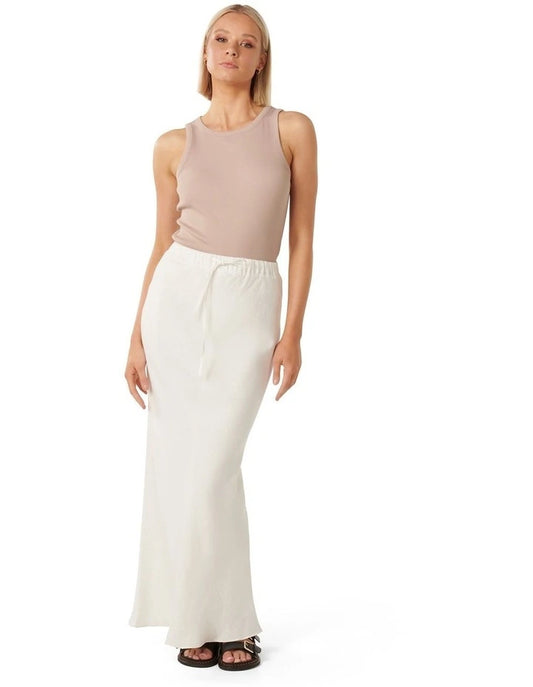 Forever New Millie Linen Maxi Skirt - White, size 6