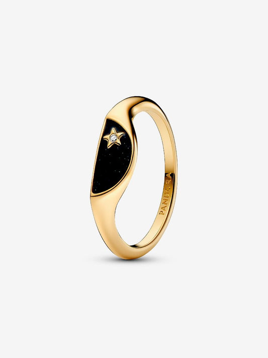 Pandora Halved Enamel Signet Ring x2 (selling gold and silver together)
