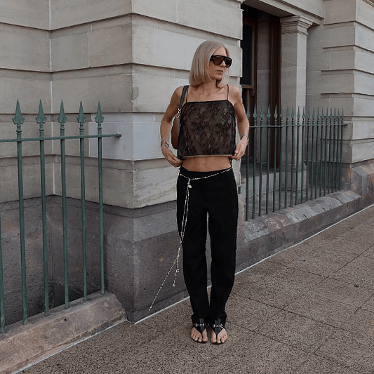 Suboo Georgie Lace Waterfall Top – Black, size S
