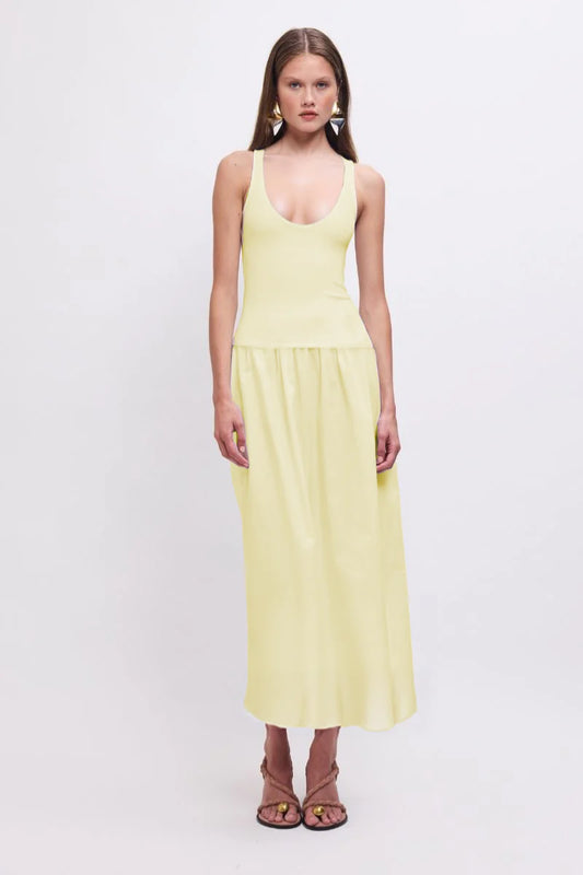 Suboo Naples Drop Waist Midi Dress - Butter, size XS