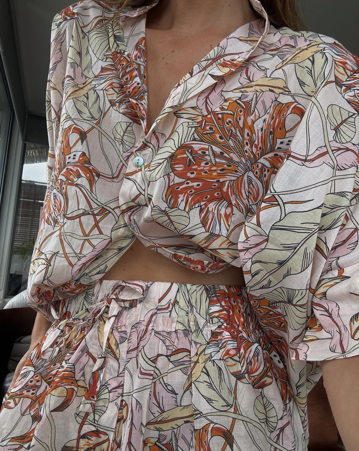 Papinelle x Karen Walker Lilies Flowy Boxer PJ set, size S