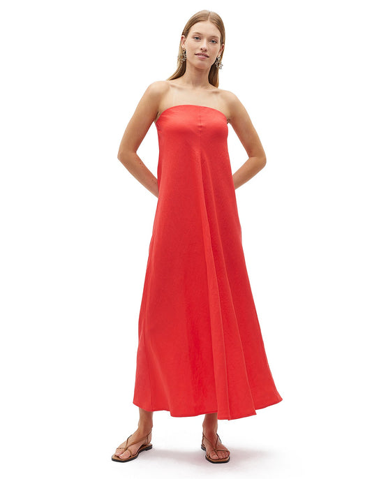 SEED CORE LINEN STRAPLESS MAXI DRESS, size 6