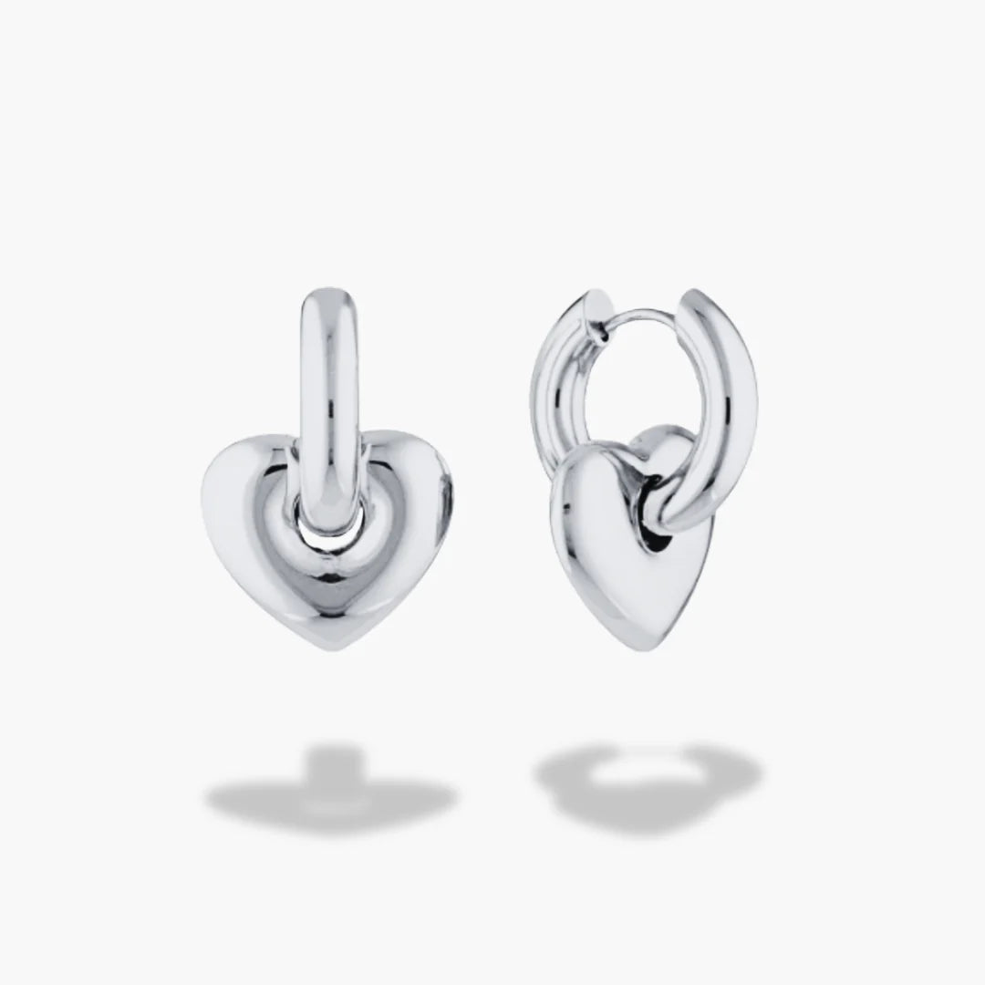 Gimme Lisa Puffy Heart Earrings (Silver)